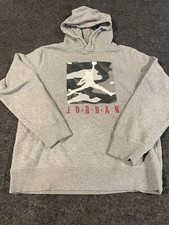 Jordan Boys XL Gray Camo Jumpman Pullover Hoodie Heathered Gray Sweatshirt