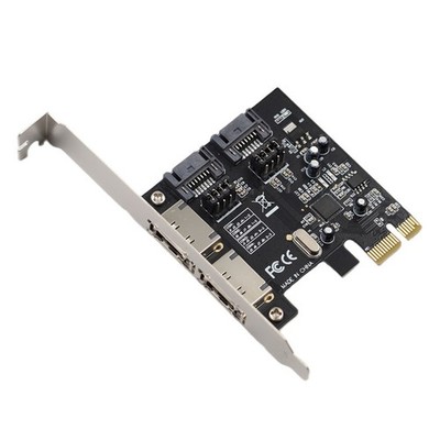 2-Port SATA 3 + 2-Port eSATA PCI-E x1 Interface Card for ASM1061 6Gbps Speed