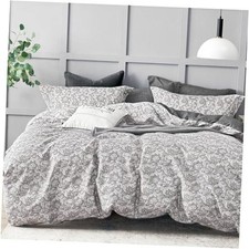 Vintage 100 Cotton Duvet Cover Queen Queen 90" 90" Vintage Floral - Grey