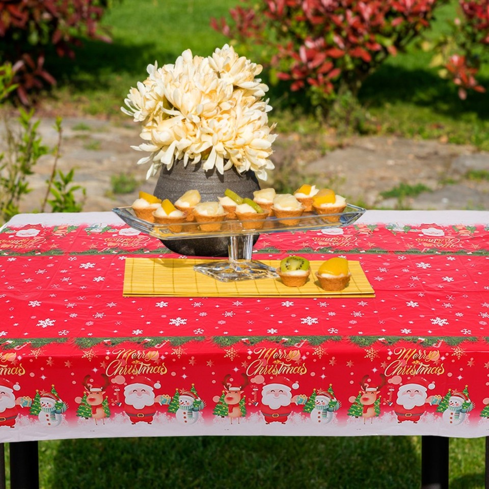 4Pcs Christmas Party Table Cover Pe Reusable Multi Color Table Decor ...
