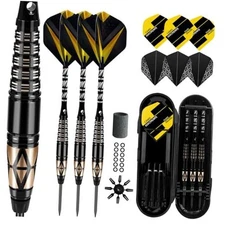 Professional Steel Tip Darts Metal Tip Set with Extra 3 Dart Flights,3 Replace 