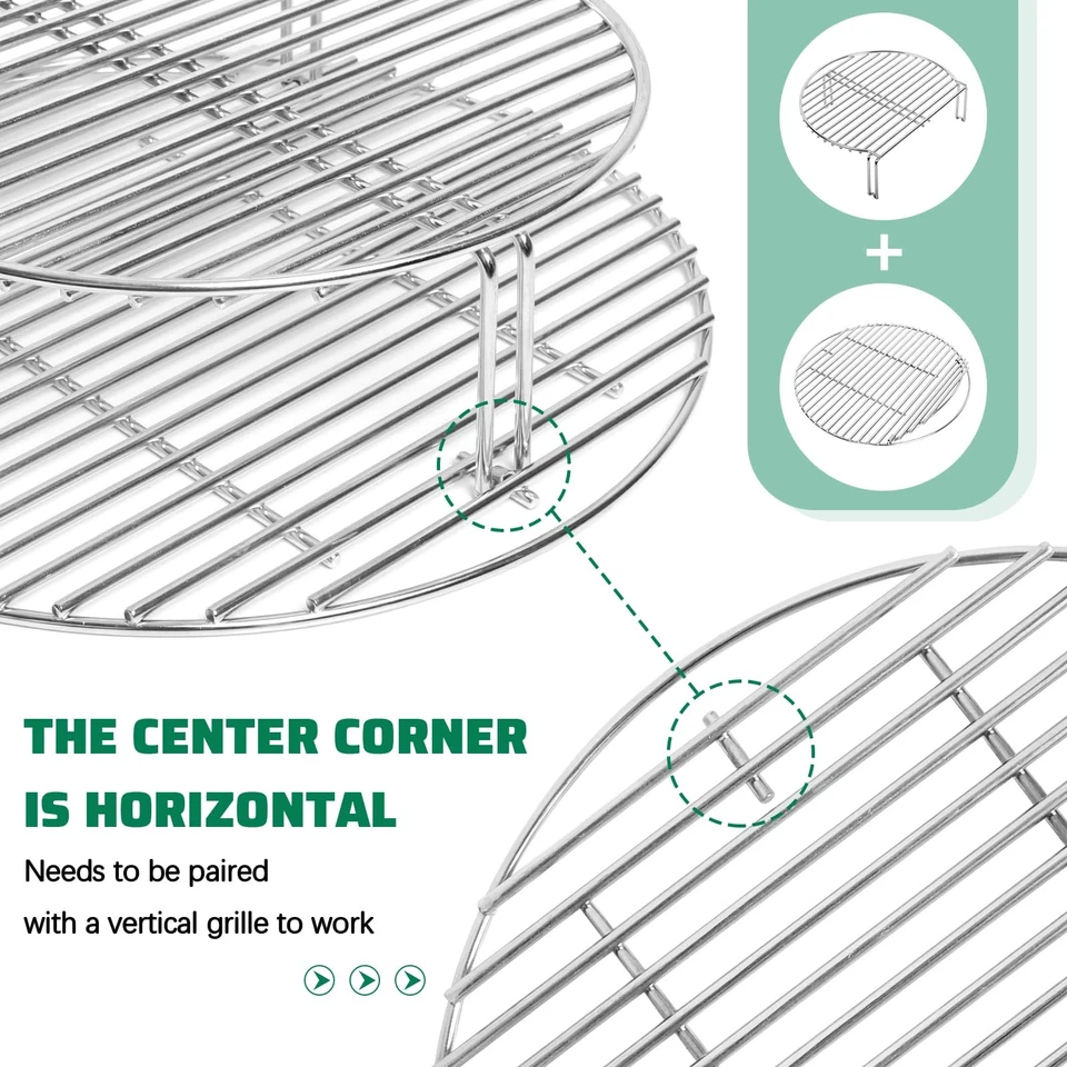 VANKEY Grill Expander for Kamado Joe JR, All-in-one Stainless Cooking Grate - Image 3 of 4