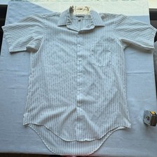 Vintage Arrow Kent Men  s Size 16 L Striped Short Sleeve Shirt Made in USA