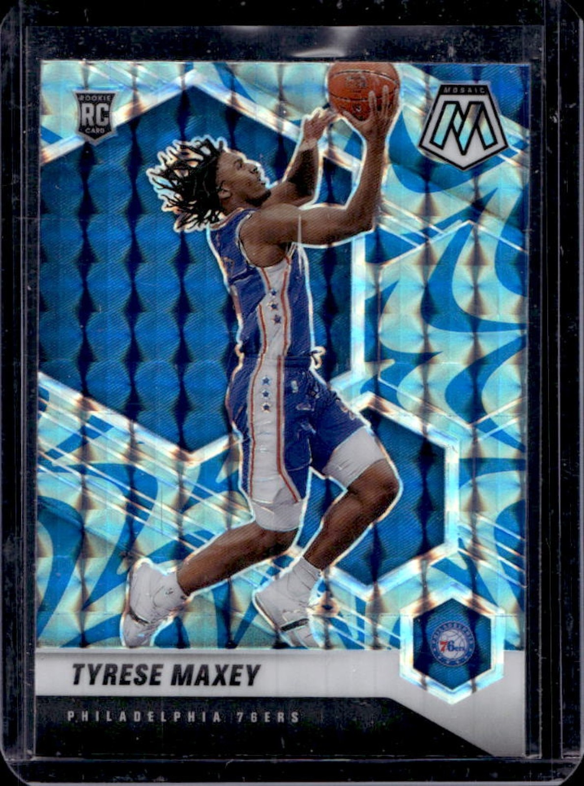 2020-21 Mosaic Tyrese Maxey RC Reactive Blue Rookie #203 76ers