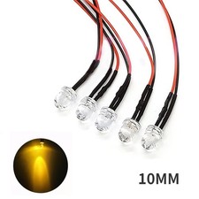 Small Led Light Clear Bulb Round Top Indicator Pcb Attached Pre-wired 12v Dc