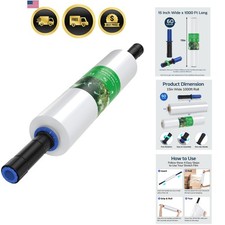 Stretch Wrap Film 15 Inch x 1000FT Clear Plastic Pallet Roll with Handles