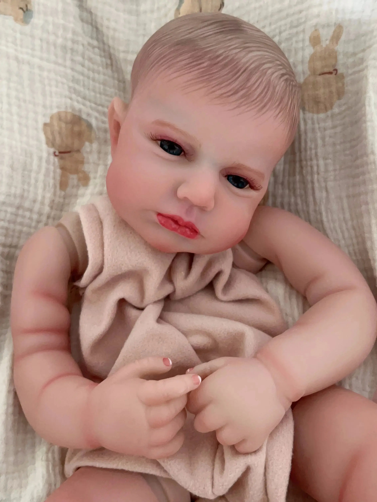 Loulou Awake Painted Reborn Baby Kit 3D Skin & Hand-Painted Hair DIY Doll