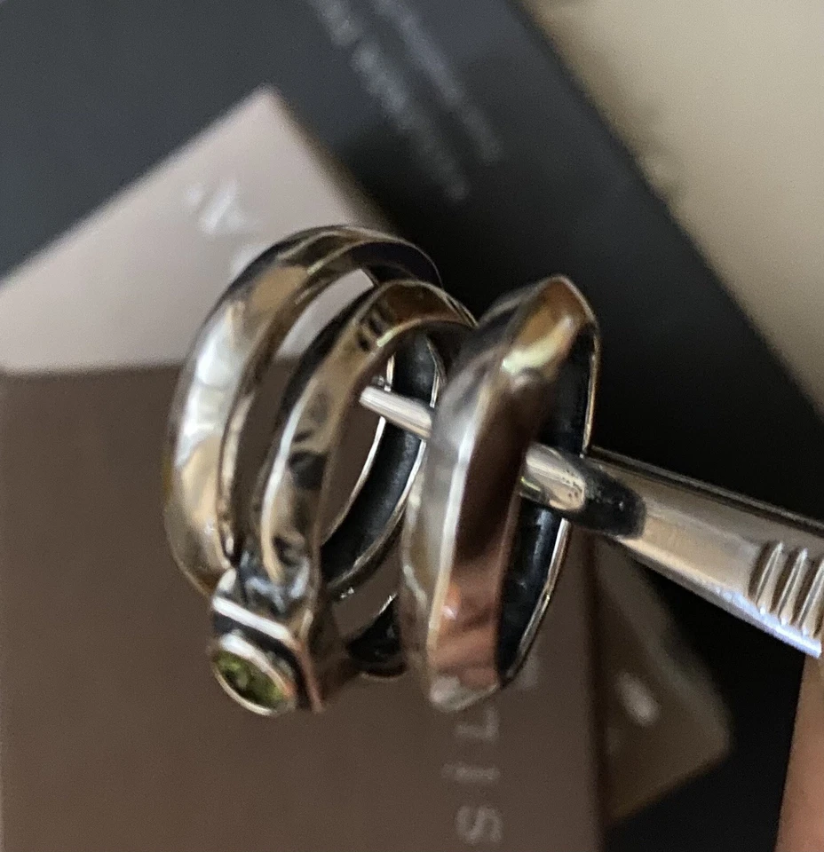 Anillo Silpada Plata Esterlina 925 Peridoto Verde Talla 8 R2119 Juego De 3 Apilables Raro Foto 4 de 4