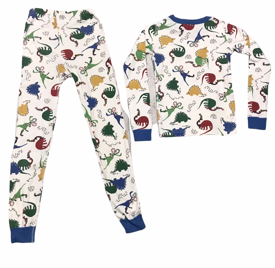 Juego de pijamas Hanna Andersson niños talla 10 vacaciones de Navidad dinosaurios Long Johns Foto 2 de 4