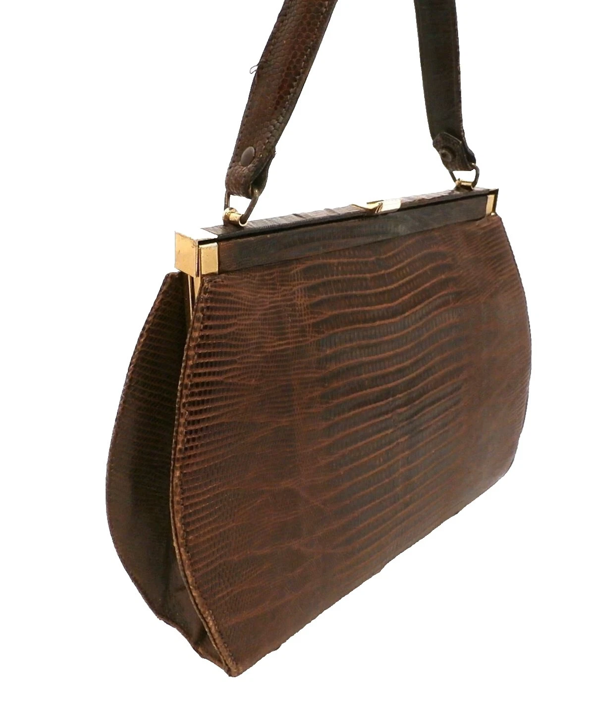 Caja de piel de serpiente marrón Vintage Bolsas, Bolsos y estuches