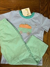NWT Trotter Street Kids Pumpkin Fall Wagon Appliqu  Outfit Top Pants Set Size 6