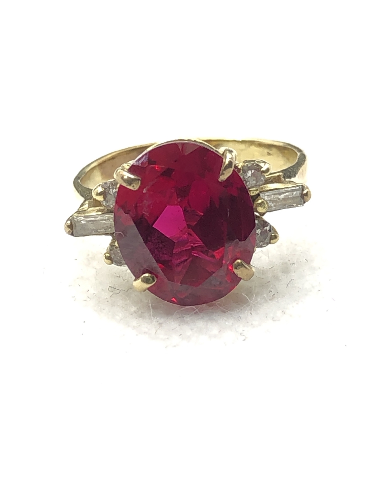 Solid 14K Yellow Gold 5.33CTW Created Ruby Ring w… - image 6