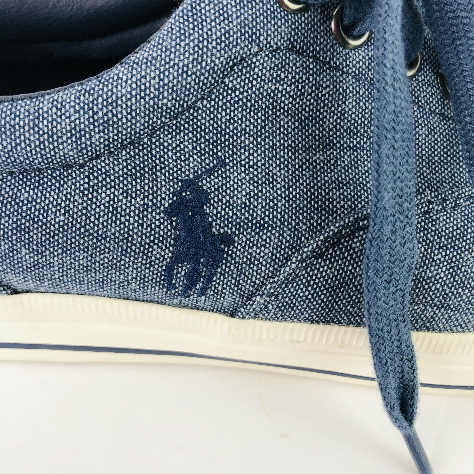 Sneakers Polo Ralph Lauren Vaughn blu denim tela moda 9 5 D pony