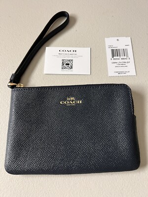 Coach Corner Zip Wristlet Gold / Midnight F58032 - NEW | eBay