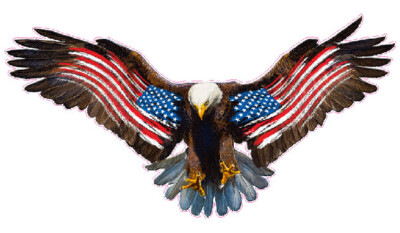 Bald Eagle Worn American Flag Decal is 6'' in size