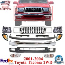 Front Chrome Grille With Black Insert Bumper Kit For 2001-2004 Toyota Tacoma