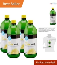 Amazon 100% Concentrated Lemon Juice, 32 fl oz x 4 Bottles - 0 Calorie Goodness
