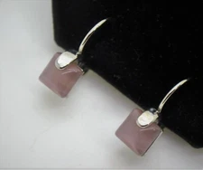 A133 Small square shape purple cat eye Dangle french clip Fashion Earrings lot