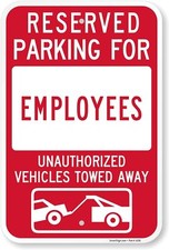 SmartSign "Reserved Parking For Employees - 12" x 18", Red on White