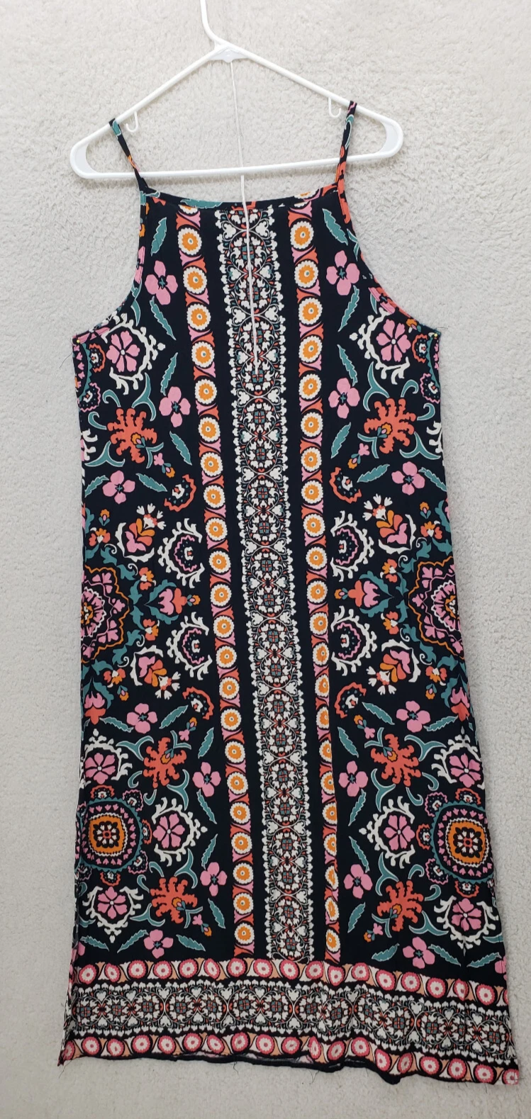 PALM ANGELS Abito donna Vince Camuto grande muticolo rayon spaghetti manica cambio maxi boho