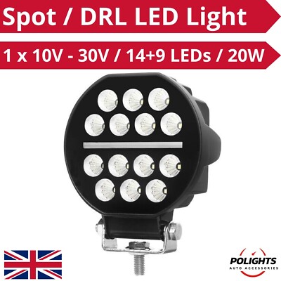1 x LED Halogen mit zwei Funktionen SPOT 14 Dioden + DRL 9 Dioden 20W Bottom Grip