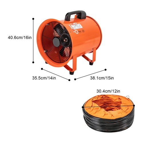 12'' Extractor Fan Utility Blower Fan Portable Duct Hose High Velocity Exhaust - Picture 2 of 20