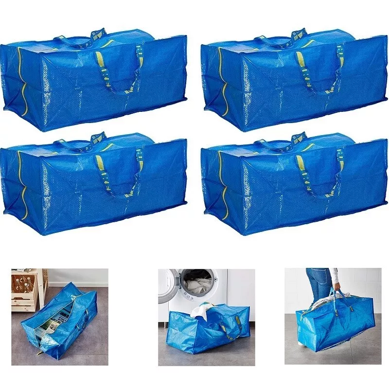 IKEA FRAKTA Zippered Storage Bag Large Blue Reusable 28L x 13W x