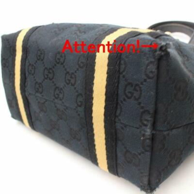 Gucci Black x Beige Web Monogram GG Jolicoeur Charm Tote 70g38s | eBay
