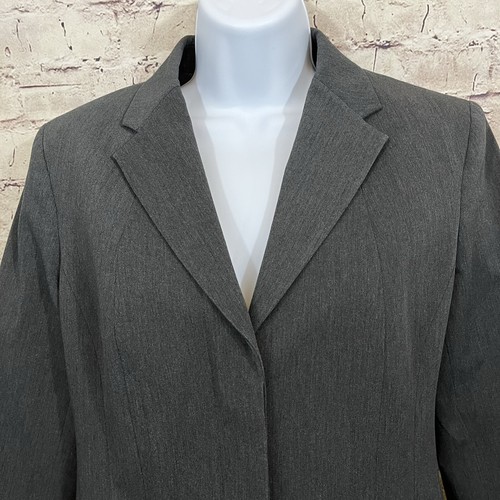Express Blazer Juniors Size 5/6 Gray Button Front Collar Stretch Lined Career - Picture 2 of 12