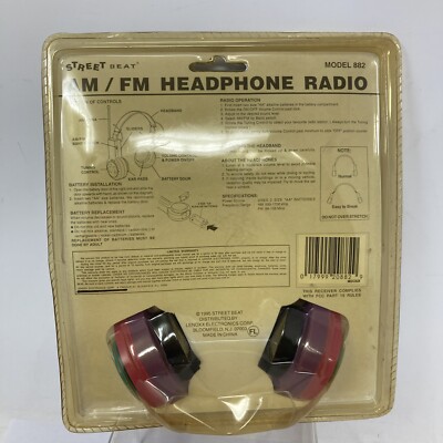 Street Beat AM/FM Headphone Radio Model 882 Classic 1995 By Lenoxx
