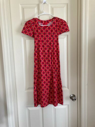1970s Girls Red Patterned Dress - image 1
