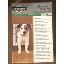 PETSAFE HEAVY DUTY ALUMINUM PET DOOR  WHITE  1 - 12 LBS, 5" X 7" FLAP OPENING