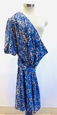 NWT NINE WEST Women Short Sleeve Pullover One Shoulder Belted Blue Dress Size 4X