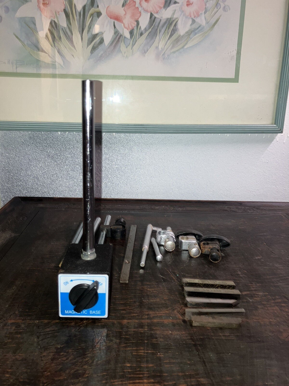 Multi- Position Magnetic Base With Adjustment Measuring Tool & 5 HSS ...