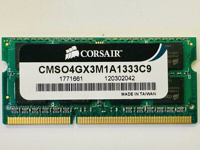 CORSAIR 4GB COMPUTER RAM MEMORY CMSO4GX3M1A1333C9
