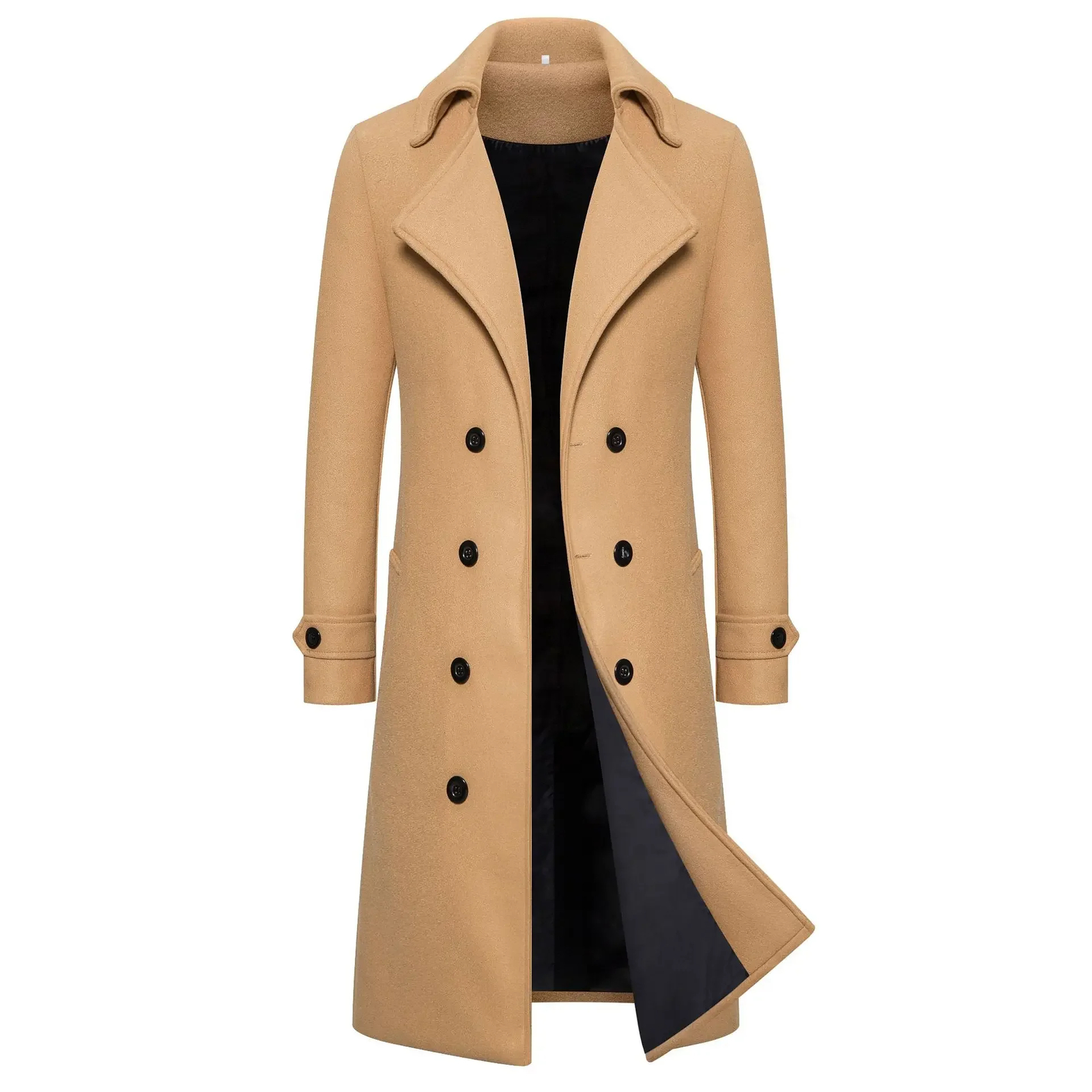 Cappotto lungo trench uomo autunno inverno doppia fila bottoni lana giacca