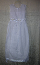 vintage Popayes formal girls size 8-10 white w/ silver trim dress