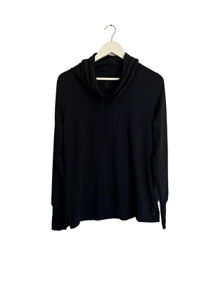 Nike Wasserfallausschnitt Pullover schwarz Größe M 10 12 Dry Fit Knebelzug Kordelkragen