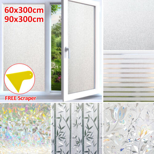Window Glass Film Static Cling Glueless Reusable Removable Privacy Frosted Decor - Picture 1 of 47