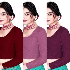 3 Stretchable Blouse For Women Crop Top Saree Choli Readymade Blouse Floral
