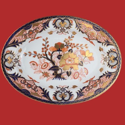 Antique Royal Crown Derby 13'' Oval Platter Early Kings Old Japan Imari 1806-1825