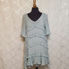 Flawless Dress Women's Medium Blue Ruffled Tiered Bohemian Fairy