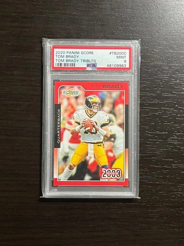 TOM BRADY 2020 Panini Score 2000 Rookie Tribute Card #TB-2000 PSA 9 POP 4 HIGHES