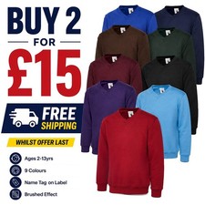 UNEEK Kids V-Neck Jumper - Boys Girls Warm School Uniform Sweatshirt - 2 for £15