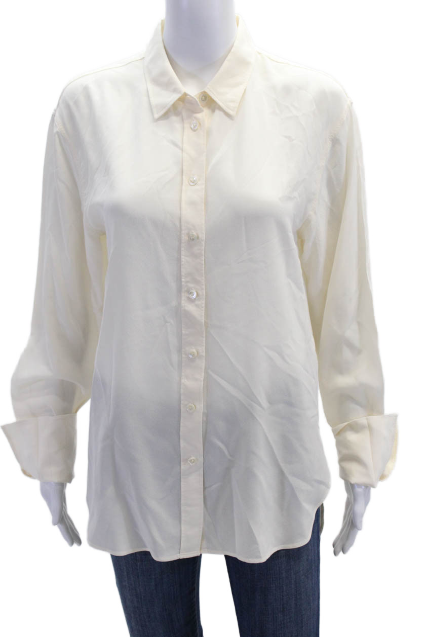 Joseph Womens Basic Collared Long Sleeve White Bu… - image 1