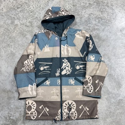 Current Seen Jacket Mens Medium Reversible Hooded Parka Blue Gray Southwestern