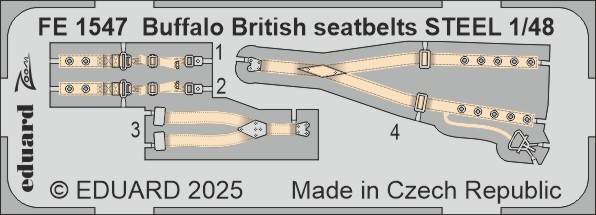 MW22 Eduard FE1547 Buffalo British Seatbelts Steel 1/48 Zoom Set For Tamiya-image