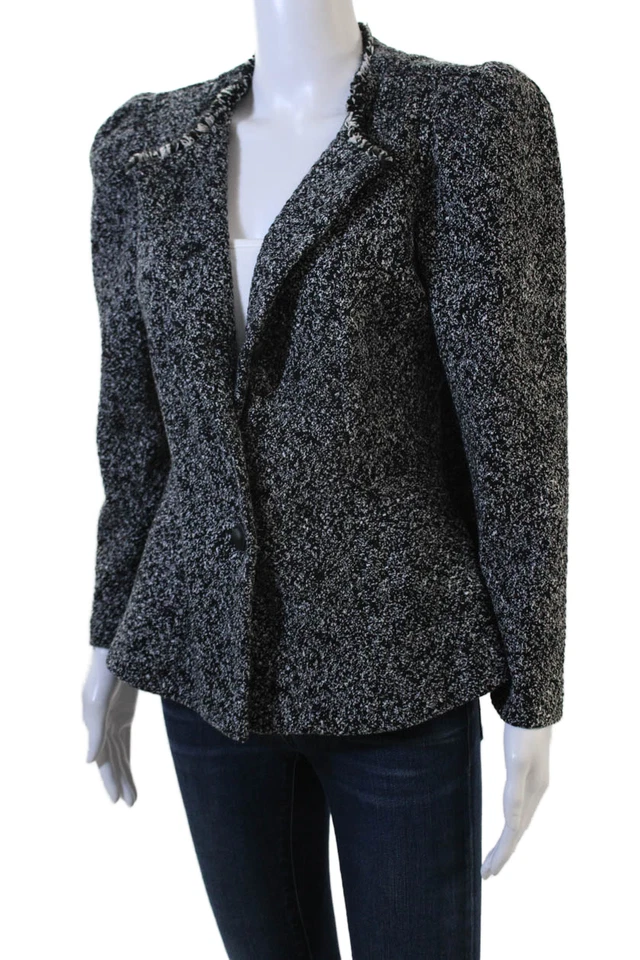 Blazer Joseph Ribkoff Mujer Diseñador Negro Manga Larga Cuello Talla 8 Foto 3 de 4
