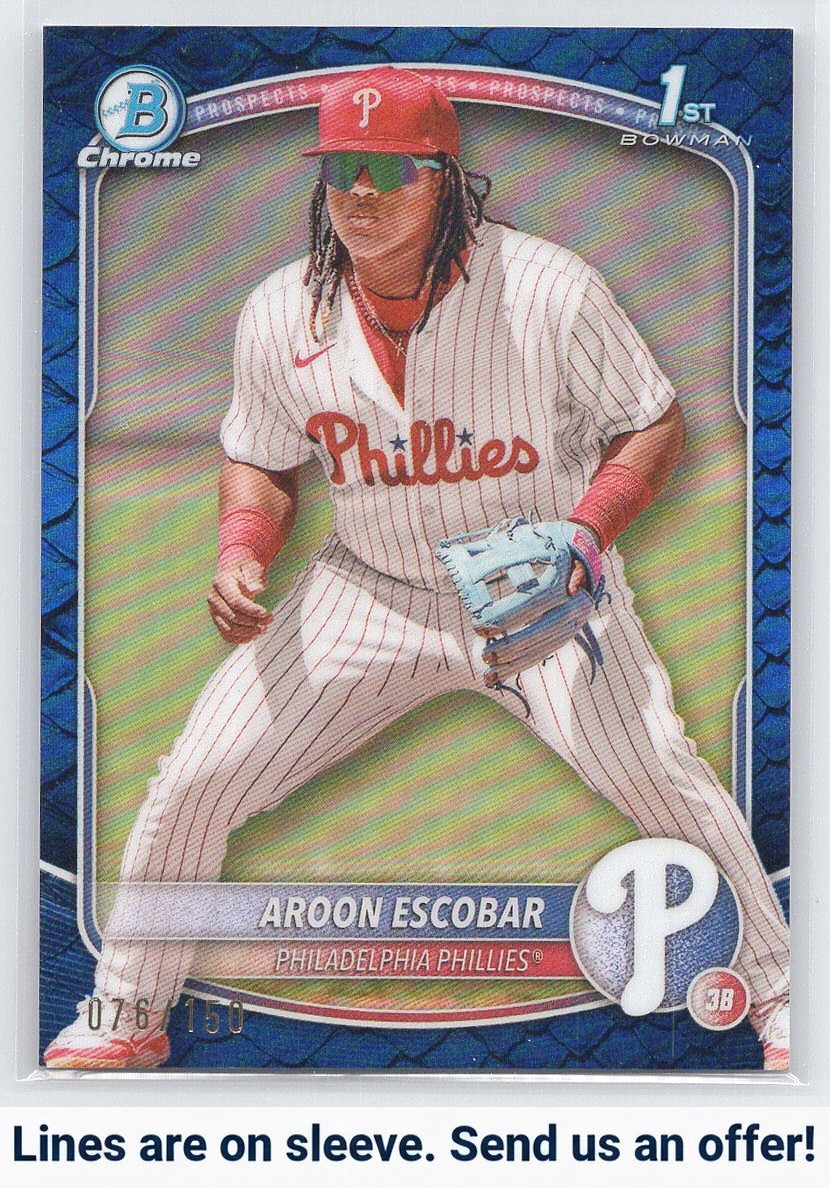 2025 Bowman #BCP-65 Aroon Escobar Chrome Reptilian Blue Refractor #/150