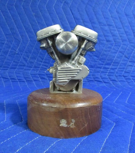 5" VINTAGE SIGNED LEGEND P 0512 HARLEY PANHEAD MOTOR ENGINE MODEL SCULPTURE ART